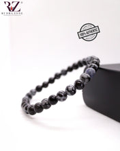 Load image into Gallery viewer, Snowflake Obsidian Stone Bracelet
